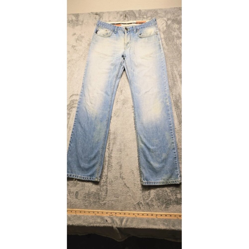 Armani Jeans J14 Blue‎ Denim 5 Pocket Straight Leg Jeans Mens 32 Button Fly